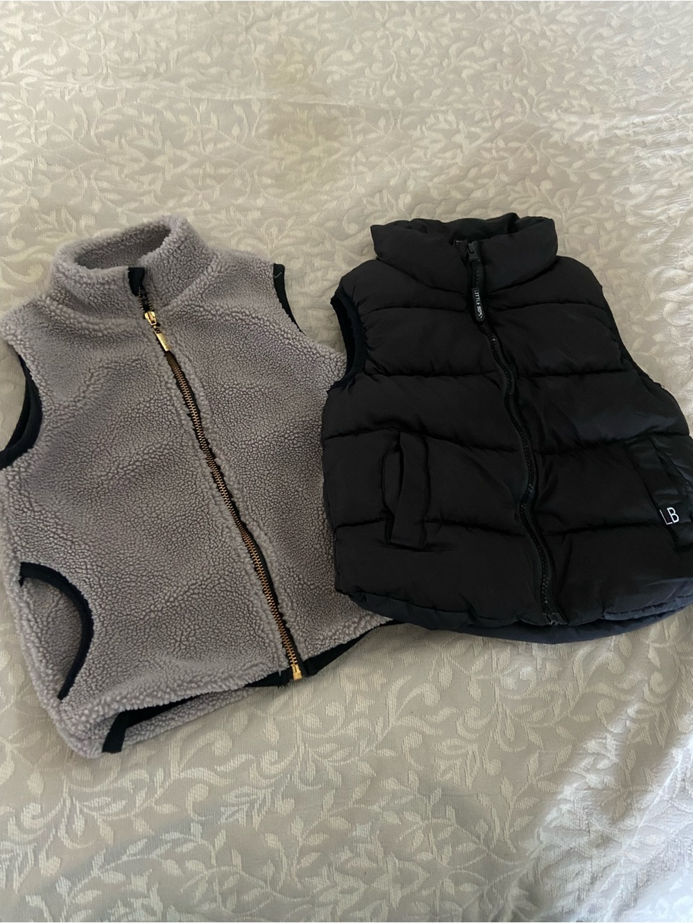 Lot of 2 Little Bipsy Sherpa and Puffer Vests - Gray & Black